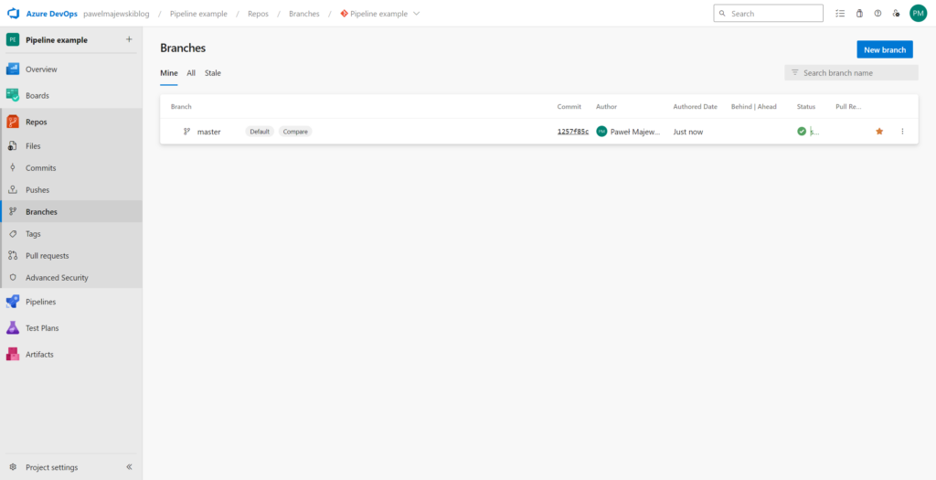 pipeline branch success