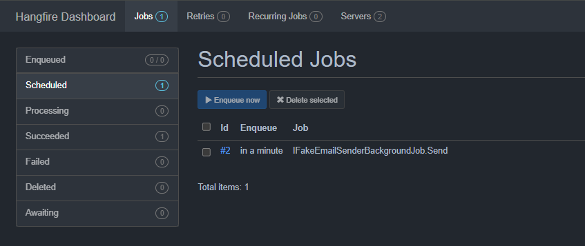 scheduled job hangfire