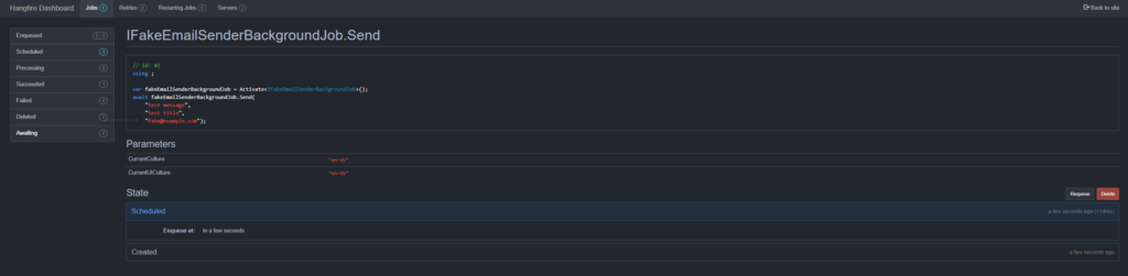 scheduled job hangfire details