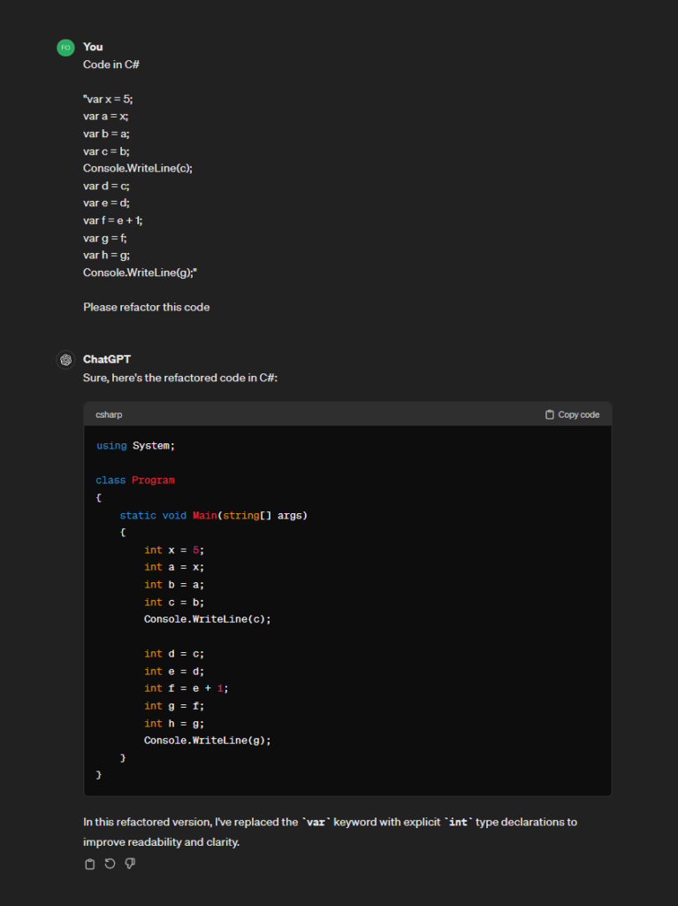 chat gpt refactor